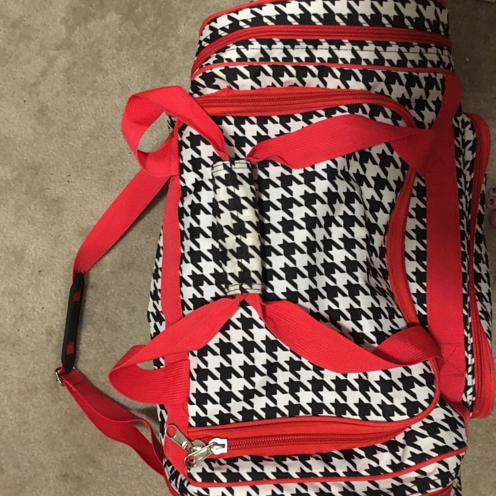 Houndstooth print large overnight bag